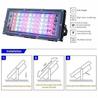 Brick Light 50W RGB Flood Light Brick Ultra Bright Lens LED Strip Light with Waterproof IP65 LED Lights Disco Lights Home Outdoor Light with Remote Control DJ Light 85% Energy Saving (Pack of 1)