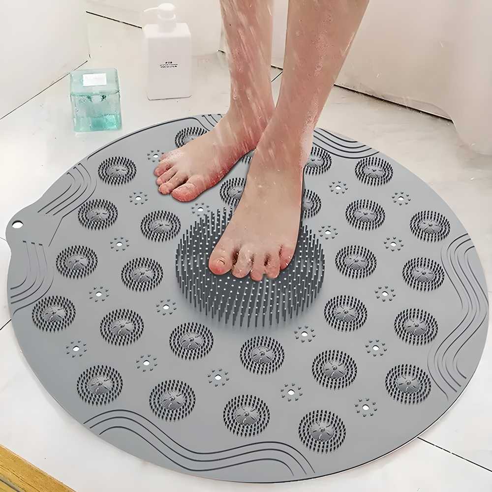 Bathroom Mat- Silicone Non Slip Round Bathroom Mat   (Pack of 1)