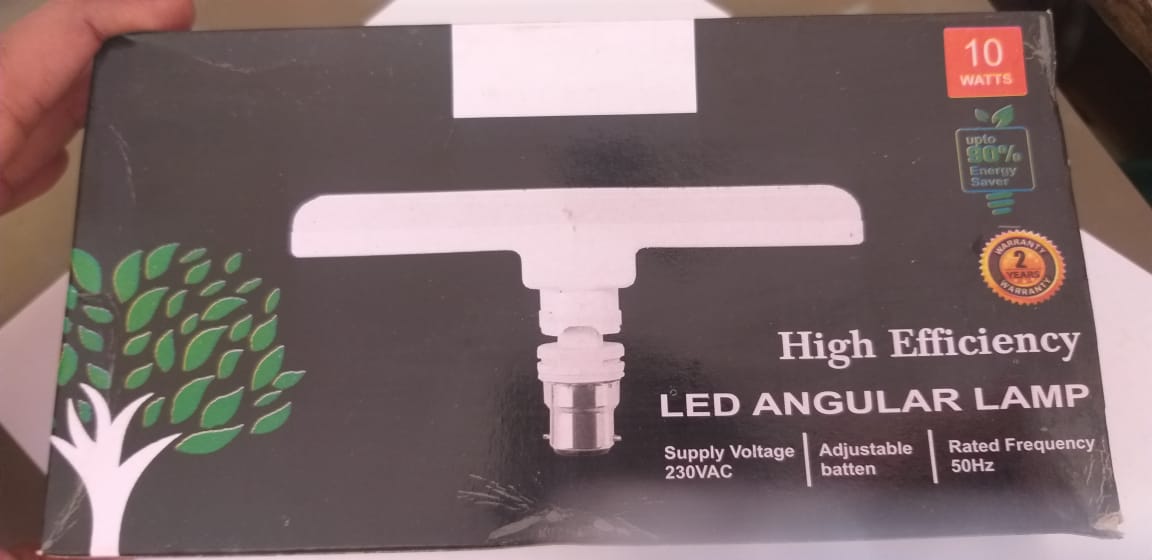 Angular T-Lamp 10W LED 6500K B22 Night Lamp (White, 5 cm) (Pack of 1)